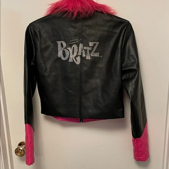 Women’s Bratz Pink Faux Fur/Black Jacket Size Small - Picture 1 of 8